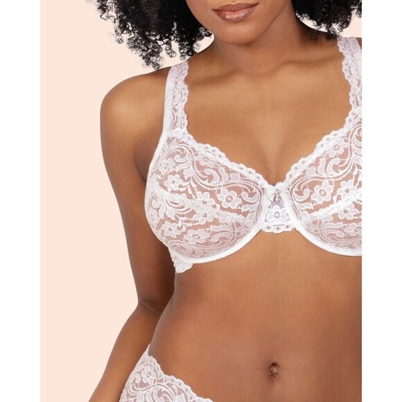 Luxurious 38C Women's Unlined Underwire Bra in White - Signature Lace Design - Picture 4 of 6